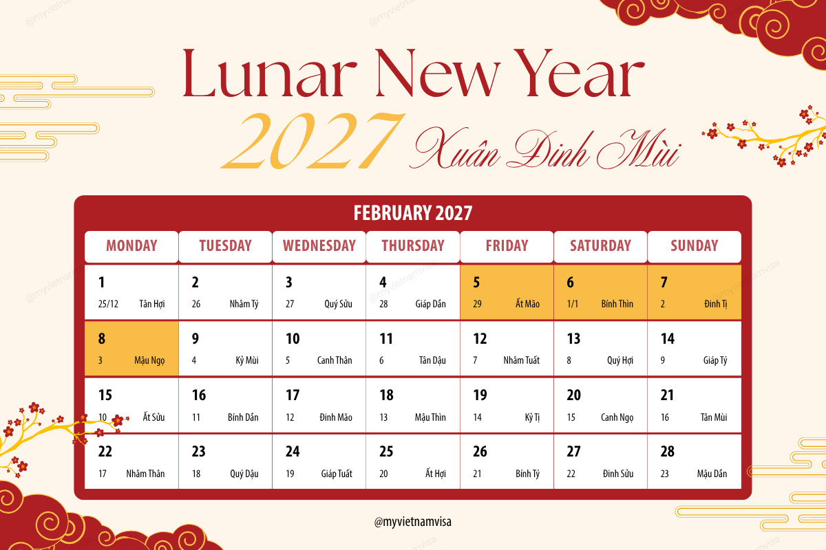 Vietnamese Lunar New Year 2027 Calendar